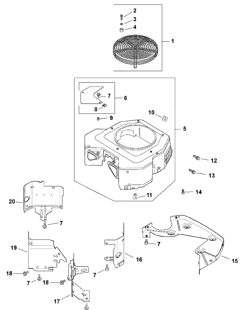 Kohler Cv750-0028 Blower Housing And Baffles Diagram and Parts List for M60-KH 53AH8CT6050-30HP-OHV Cub Cadet Lawn Tractor
